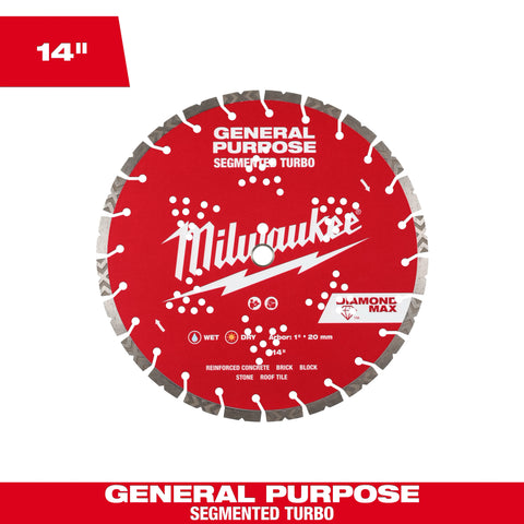 Milwaukee 49-93-9014 14" Diamond Max™ Segmented Turbo General Purpose Diamond Blade