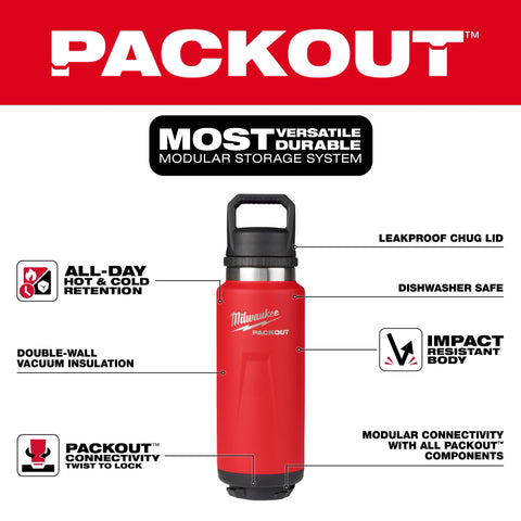 Milwaukee 48-22-8397R PACKOUT 36oz Insulated Bottle with Chug Lid
