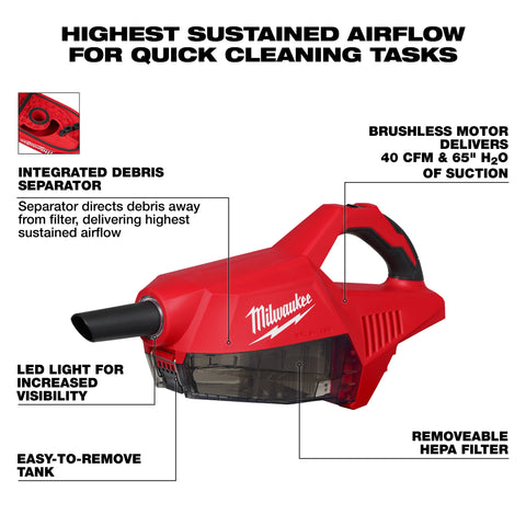 Milwaukee 0892-20 M18 Brushless Handheld Vacuum Bare Tool image 5