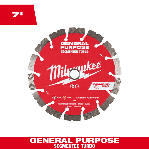 Milwaukee 49-93-9007 7" Diamond Max™ Segmented Turbo General Purpose Diamond Blade