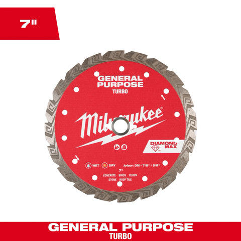 Milwaukee 49-93-9107 7" Diamond Max™ Turbo General Purpose Diamond Blade