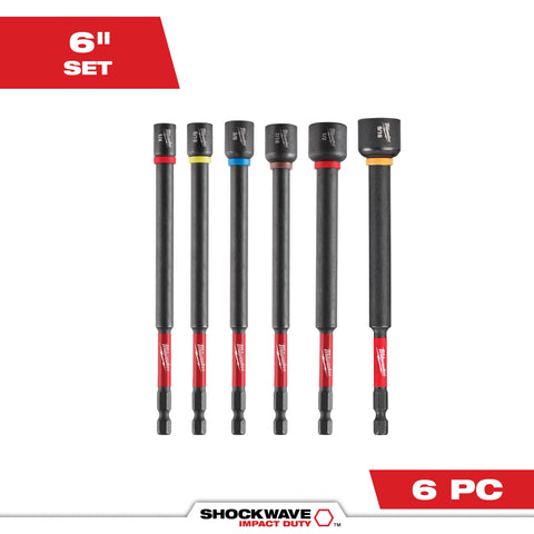 Milwaukee 49-66-4567 6PC 6" MAGNETIC NUT DR SET
