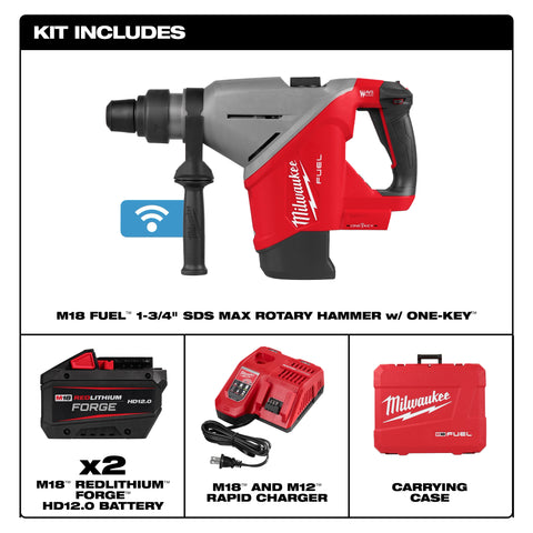 Milwaukee 2918-22HD M18 FUEL™ 1-3/4" SDS MAX Rotary Hammer Kit w/ ONE-KEY™