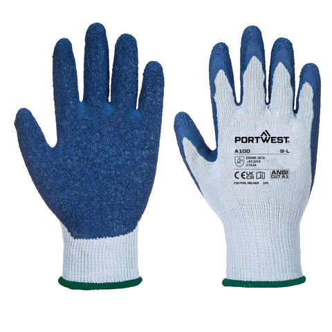 Portwest A100G4R Grip 10 Latex Glove - Gray/Blue - R