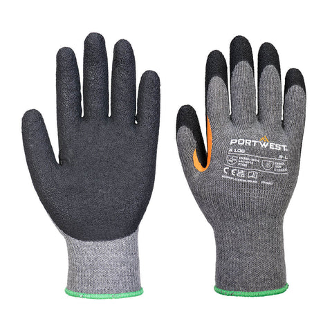 Portwest A106G8R Grip 10 Latex Reinforced Thumb Glove (Pk12) - Gray/Black - R