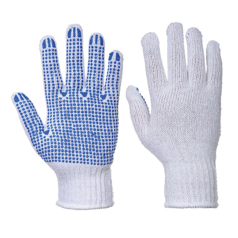 Portwest A111WBR Classic Polka Dot Glove - White/Blue - R