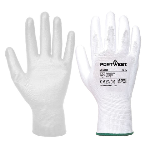Portwest A120WHR Grip 13 PU Palm Glove - White - R
