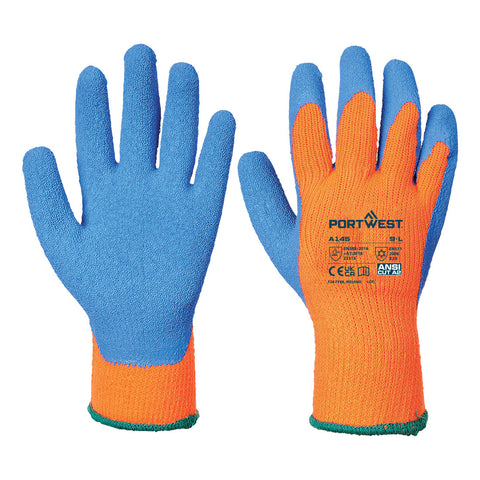 Portwest A145OBL Cold 7 Latex Crinkle Glove A2 - Orange/Blue