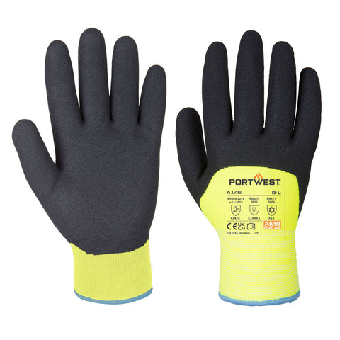 Portwest A146YER Cold 15 Nitrile Sandy 3/4 Dipped Glove - Yellow - R