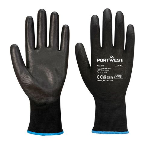 Portwest A195K8R Grip 13 PU Touchscreen Glove - Black - R