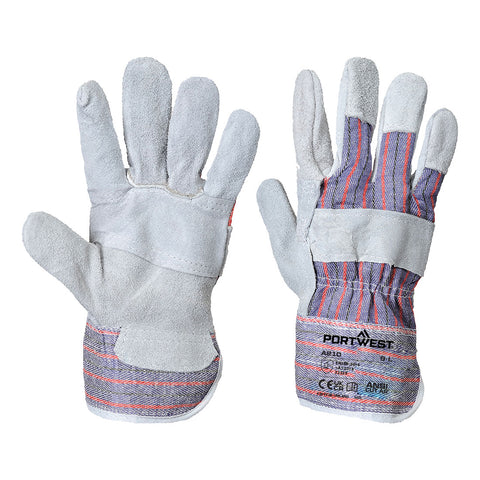 Portwest A210GRR Leather Rigger 260 Cow Split Palm Bar Glove - Gray - R
