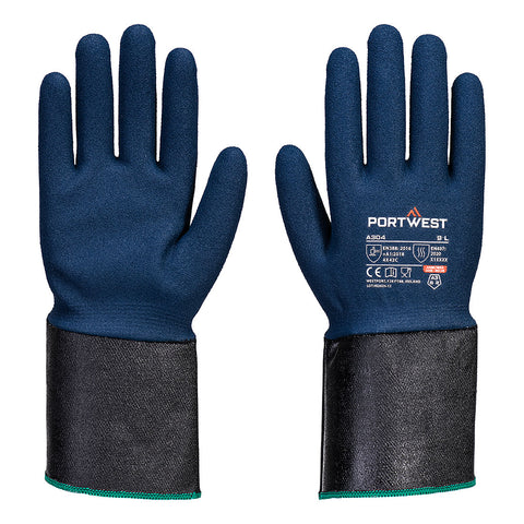 Portwest A304G4R Grip C13 Nitrile Foam Extend Cuff Glove A3 - Gray/Blue - R