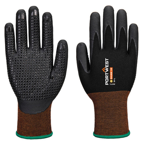 Portwest A371K8R GP Grip 15 Nitrile Micro foam dotted Glove - Black - R