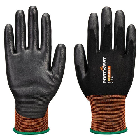 Portwest A376K8R GP Grip 21 PU Glove - Black - R