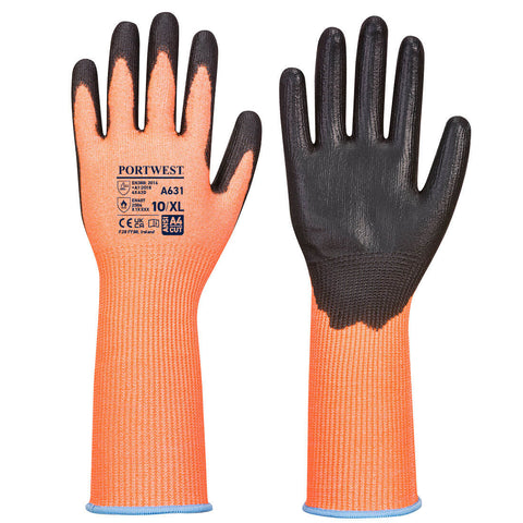Portwest A631O8R Extended Cuff Cut Glove (A625) - Orange/Black - R