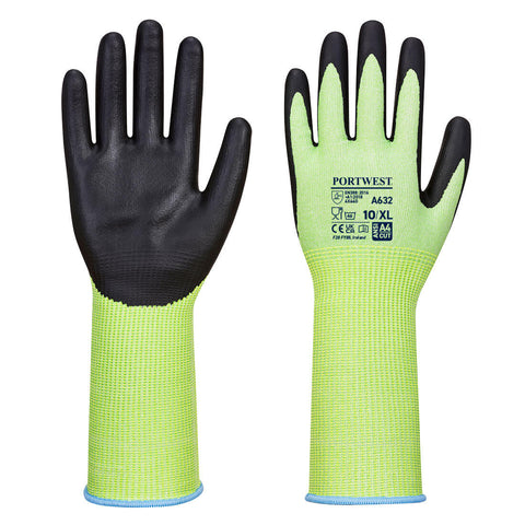 Portwest A632E8R Extended Cuff Cut Glove (A645) - Green/Black - R