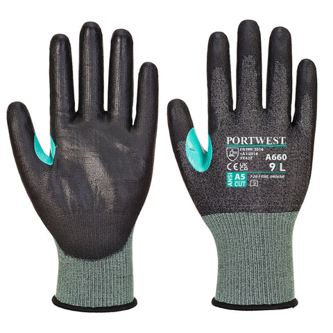 Portwest A660K8R CS Cut E18 PU Glove A5 - Black - R