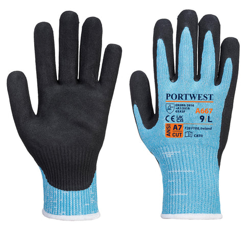 Portwest A667B8R Claymore Cut F13 Nitrile Glove A8 - Blue/Black - R