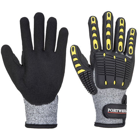 Portwest A722G8R Impact C13 Nitrile Sandy Reinforced Palm Glove A4 - Gray/Black - R