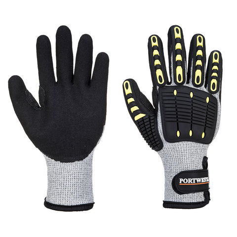Portwest A729G8R Impact C13 Nitrile Foam Reinforced Palm Thermal Glove A4 - Gray/Black - R