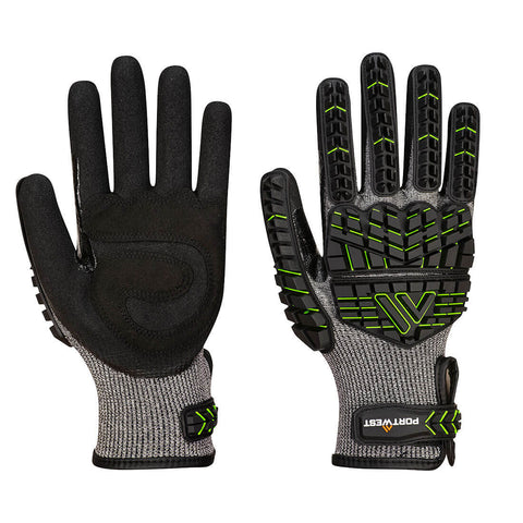 Portwest A755K3R Impact F15 Nitrile Foam Reinforced G Palm Glove A7 - Black/Green - R