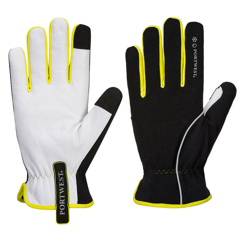 Portwest A776BKY PW3 Mechanic 160 Leather Palm Cold Glove - Black/Yellow