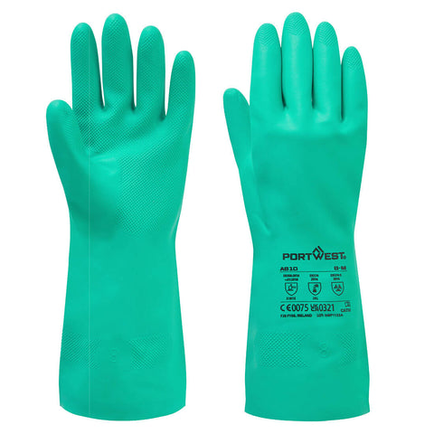 Portwest A810GNR Chem 320 Nitrile Gauntlet - Green - R