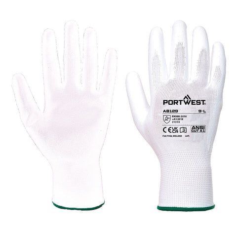 Portwest AB129W6R Grip 13 PU Palm Essential Full Box (288 Pairs) - White - R