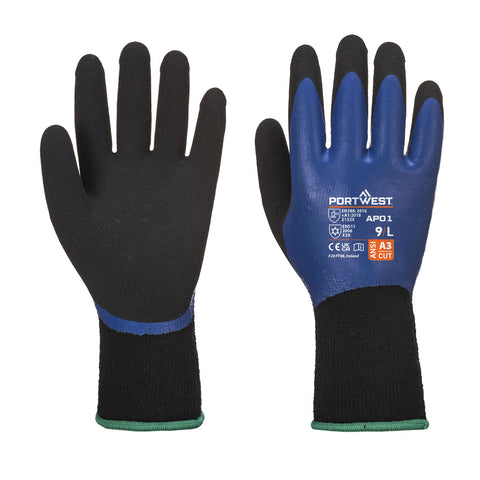 Portwest AP01B8R Cold 13 Latex Aqua Glove - Blue/Black - R