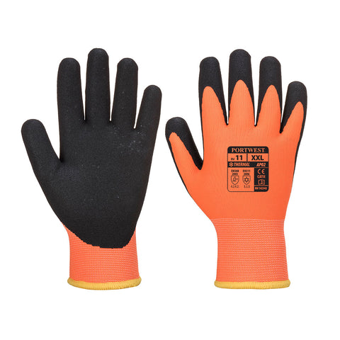 Portwest AP02O8R Cold 10 Nitrile Sandy Liquid Repellent Glove - Orange/Black - R