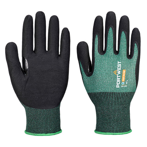 Portwest AP15E8R SG Cut B18 Nitrile Glove (Pk12) - Green/Black - R