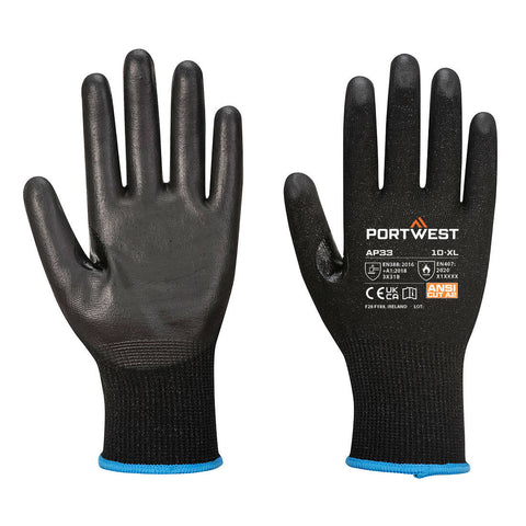Portwest AP33K8R LR15 PU Touchscreen Glove A2 (Pk12) - Black - R