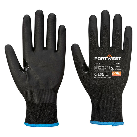 Portwest AP34K8R LR15 Nitrile Foam Touchscreen Glove A2 (Pk12) - Black - R