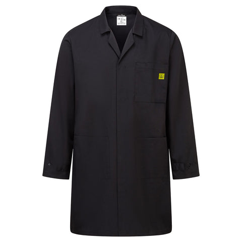 Portwest AS10BKR Anti-Static ESD Coat - Black - R