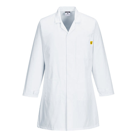 Portwest AS10WHR Anti-Static ESD Coat - White - R