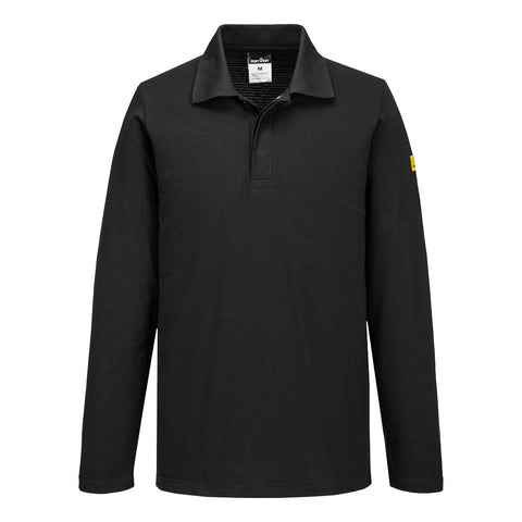 Portwest AS23BKR Anti-Static ESD Polo L/S - Black - R