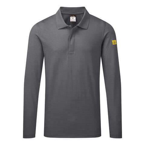 Portwest AS23ZOR Anti-Static ESD Polo L/S - Zoom Gray - R