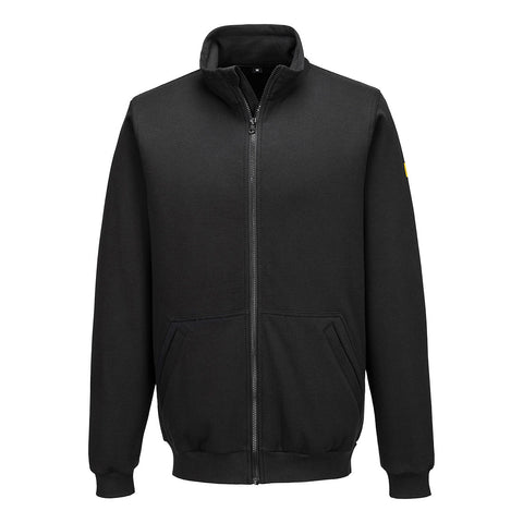 Portwest AS25BKR Anti-Static ESD Zip Sweatshirt - Black - R