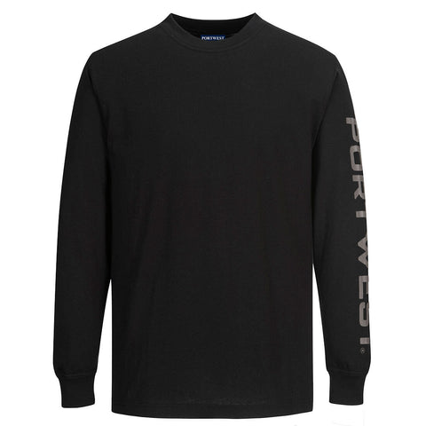 Portwest B190BKR Logo T-Shirt L/S - Black - R