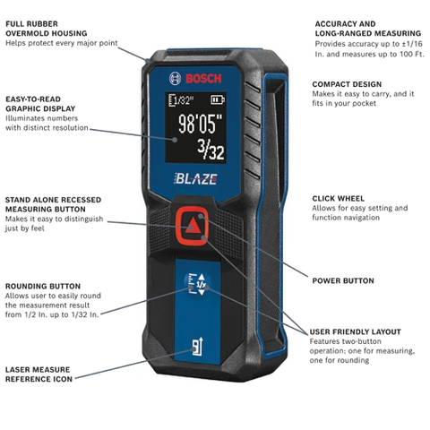 BOSCH GLM100-23 BLAZE™ 100 Ft. Laser Measure