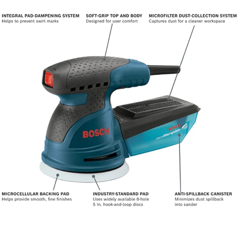 BOSCH ROS10 5 In. Single-Speed Palm Random Orbit Sander/Polisher