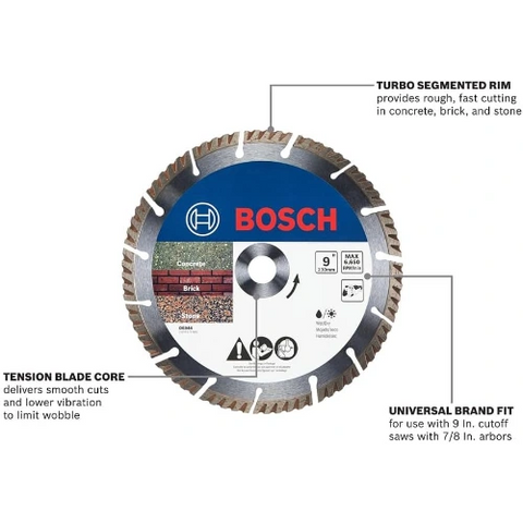 Bosch DB944 9" Premium Turbo Segmented Rim Diamond Abrasive Blades