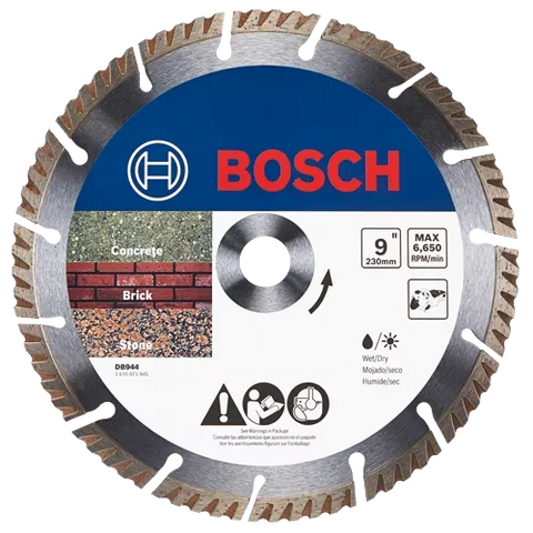 Bosch DB944 9" Premium Turbo Segmented Rim Diamond Abrasive Blades