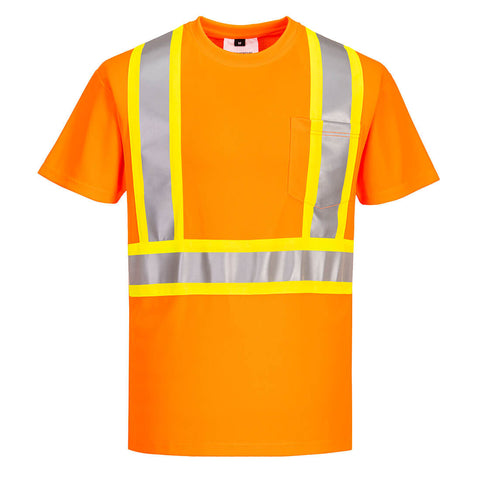 Portwest CA110ORR Hi-Vis X Back Contrast Tape T-Shirt S/S - Orange - R