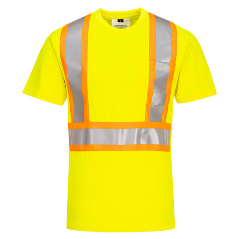 Portwest CA110YER Hi-Vis X Back Contrast Tape T-Shirt S/S - Yellow - R