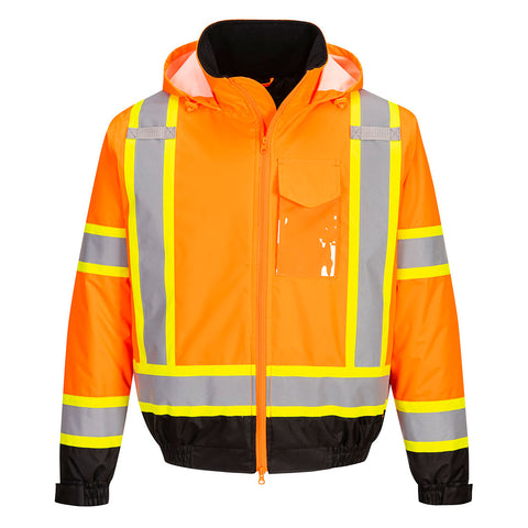 Portwest CA160OBR Hi-Vis X Back Winter Bomber Jacket - Orange/Black - R