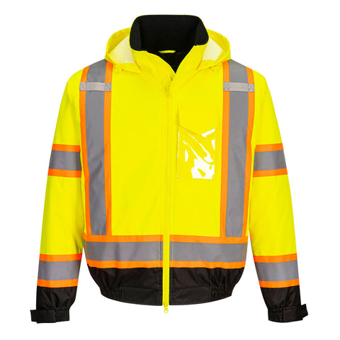 Portwest CA160YBR Hi-Vis X Back Winter Bomber Jacket - Yellow/Black - R