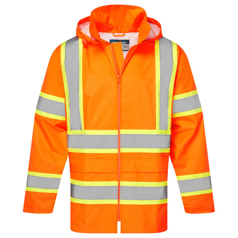 Portwest CA400ORR Hi-Vis X Back Contrast Tape Rain Jacket - Orange - R