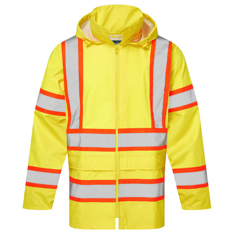 Portwest CA400YER Hi-Vis X Back Contrast Tape Rain Jacket - Yellow - R
