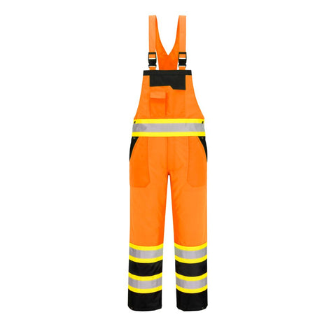 Portwest CA489OBR Hi-Vis Contrast Tape Winter Bib and Brace - Orange/Black - R